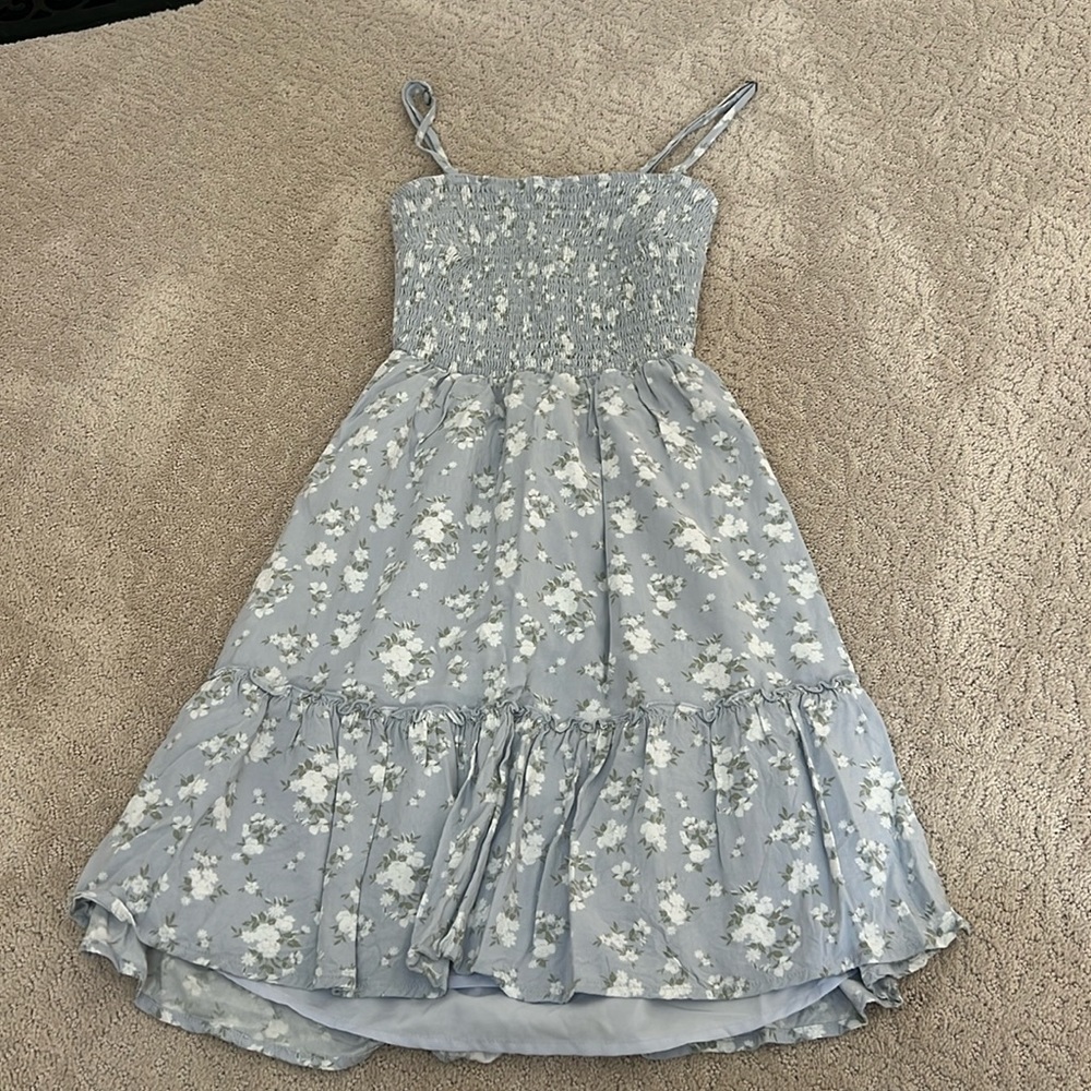 Hollister Light Blue Floral Mini Sun Dress